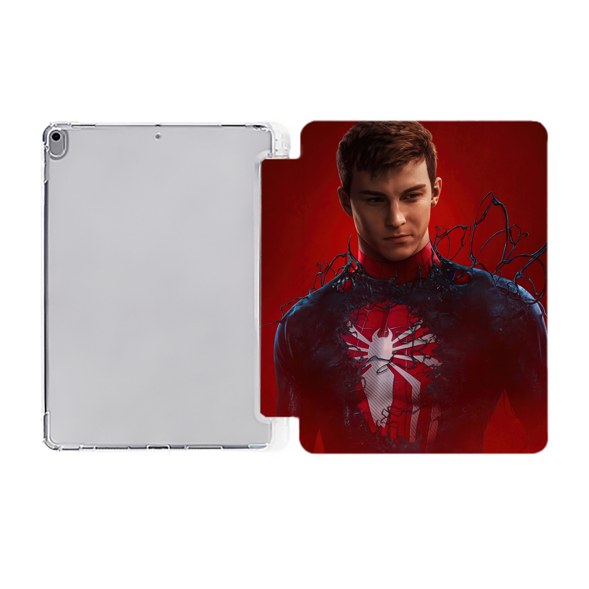 （画像用） Spider Man スパイダーマン IPad ケース ペン収納付き 三つ折りスタンド PUレザー×シリコン 対応機種9.5/10.5/10.9インチ